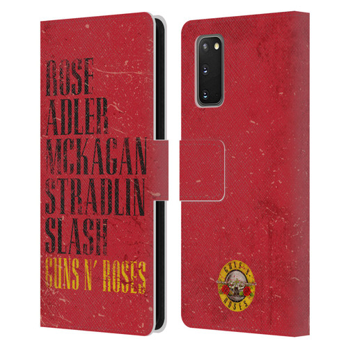 Guns N' Roses Vintage Names Leather Book Wallet Case Cover For Samsung Galaxy S20 / S20 5G