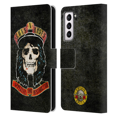 Guns N' Roses Vintage Stradlin Leather Book Wallet Case Cover For Samsung Galaxy S21 5G