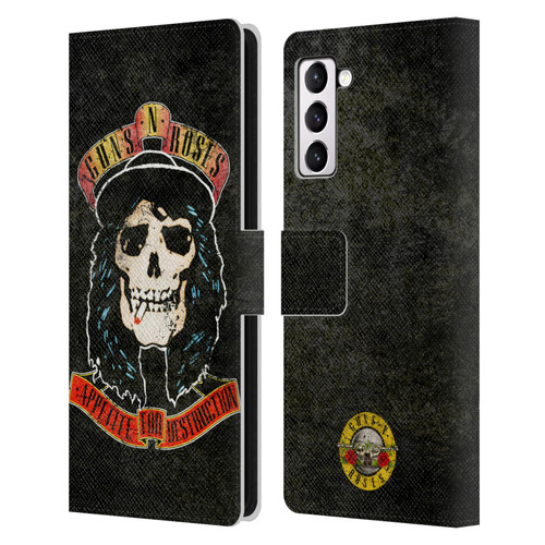 Guns N' Roses Vintage Stradlin Leather Book Wallet Case Cover For Samsung Galaxy S21+ 5G