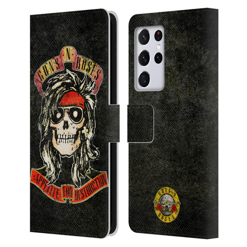 Guns N' Roses Vintage McKagan Leather Book Wallet Case Cover For Samsung Galaxy S21 Ultra 5G