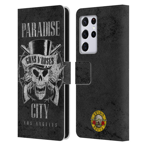 Guns N' Roses Vintage Paradise City Leather Book Wallet Case Cover For Samsung Galaxy S21 Ultra 5G