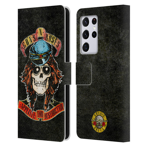 Guns N' Roses Vintage Rose Leather Book Wallet Case Cover For Samsung Galaxy S21 Ultra 5G