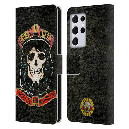 Guns N' Roses Vintage Stradlin Leather Book Wallet Case Cover For Samsung Galaxy S21 Ultra 5G