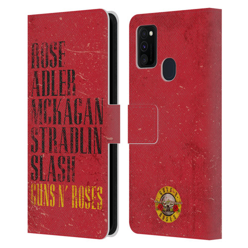 Guns N' Roses Vintage Names Leather Book Wallet Case Cover For Samsung Galaxy M30s (2019)/M21 (2020)