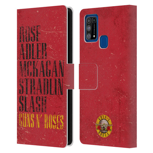 Guns N' Roses Vintage Names Leather Book Wallet Case Cover For Samsung Galaxy M31 (2020)