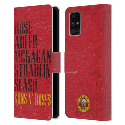 Guns N' Roses Vintage Names Leather Book Wallet Case Cover For Samsung Galaxy M31s (2020)