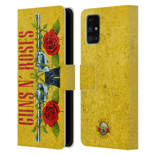 Guns N' Roses Vintage Pistols Leather Book Wallet Case Cover For Samsung Galaxy M31s (2020)