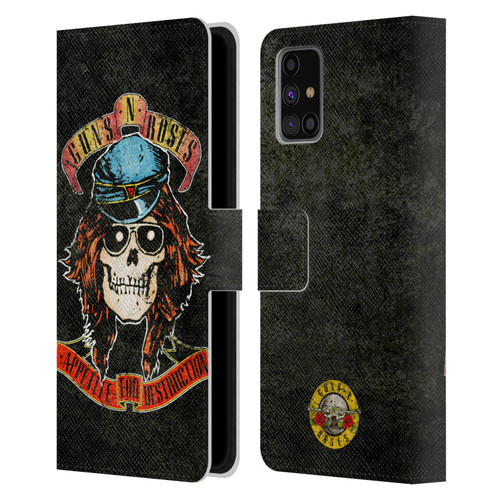 Guns N' Roses Vintage Rose Leather Book Wallet Case Cover For Samsung Galaxy M31s (2020)