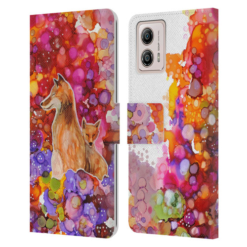 Sylvie Demers Nature Mother Fox Leather Book Wallet Case Cover For Motorola Moto G53 5G