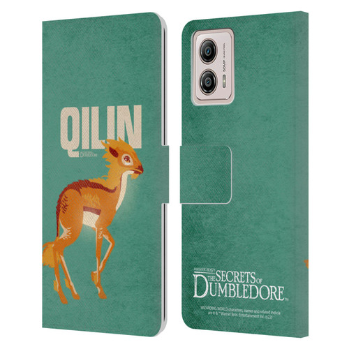 Fantastic Beasts: Secrets of Dumbledore Graphic Badges Qilin Leather Book Wallet Case Cover For Motorola Moto G53 5G
