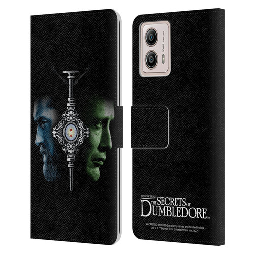 Fantastic Beasts: Secrets of Dumbledore Graphic Core Dumbledore And Grindelwald Leather Book Wallet Case Cover For Motorola Moto G53 5G