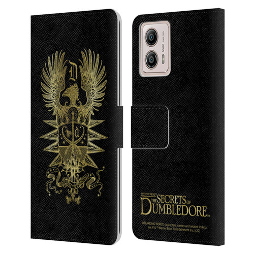 Fantastic Beasts: Secrets of Dumbledore Graphics Dumbledore's Crest Leather Book Wallet Case Cover For Motorola Moto G53 5G