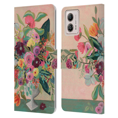 Suzanne Allard Floral Art Floral Centerpiece Leather Book Wallet Case Cover For Motorola Moto G53 5G