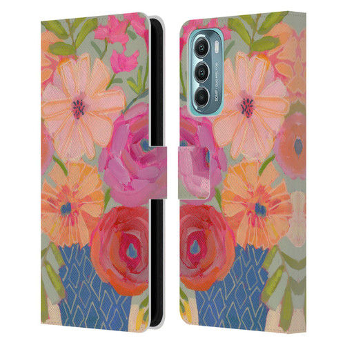 Suzanne Allard Floral Graphics Blue Diamond Leather Book Wallet Case Cover For Motorola Moto G Stylus 5G (2022)