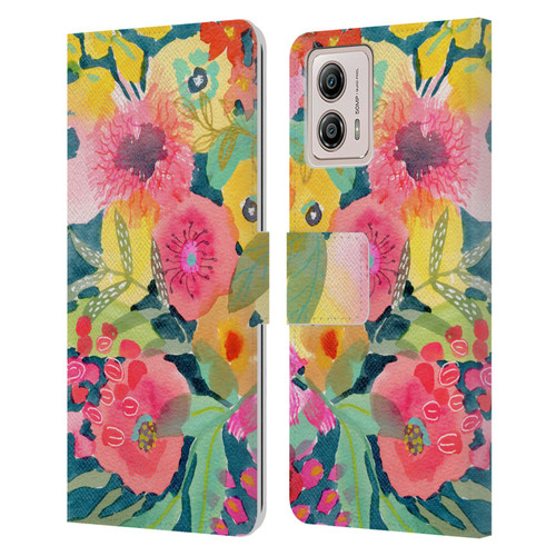 Suzanne Allard Floral Graphics Delightful Leather Book Wallet Case Cover For Motorola Moto G53 5G