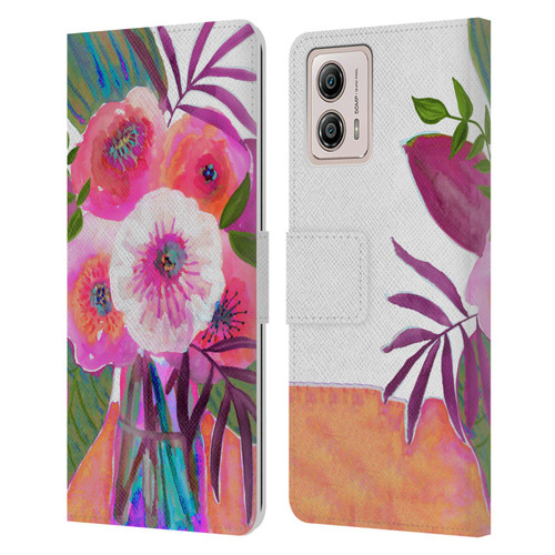 Suzanne Allard Floral Graphics Sunrise Bouquet Purples Leather Book Wallet Case Cover For Motorola Moto G53 5G