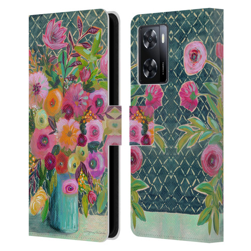 Suzanne Allard Floral Graphics Hope Springs Leather Book Wallet Case Cover For OPPO A57s