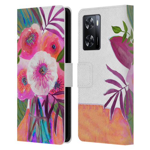 Suzanne Allard Floral Graphics Sunrise Bouquet Purples Leather Book Wallet Case Cover For OPPO A57s