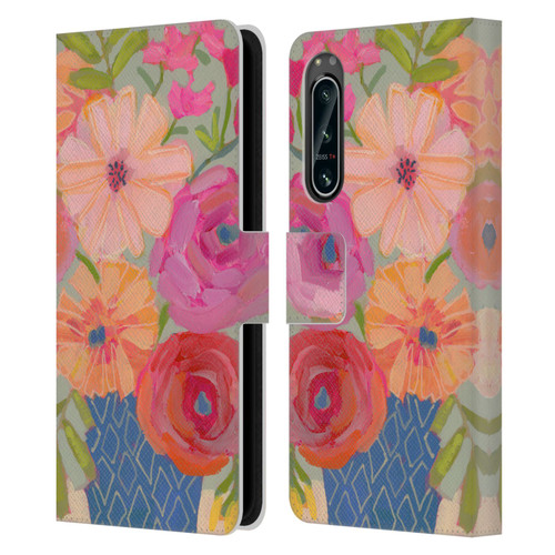 Suzanne Allard Floral Graphics Blue Diamond Leather Book Wallet Case Cover For Sony Xperia 5 IV