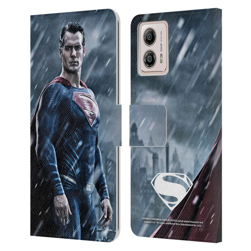 Batman V Superman: Dawn of Justice Graphics Superman Leather Book Wallet Case Cover For Motorola Moto G53 5G