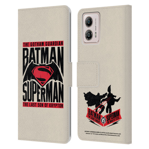 Batman V Superman: Dawn of Justice Graphics Typography Leather Book Wallet Case Cover For Motorola Moto G53 5G
