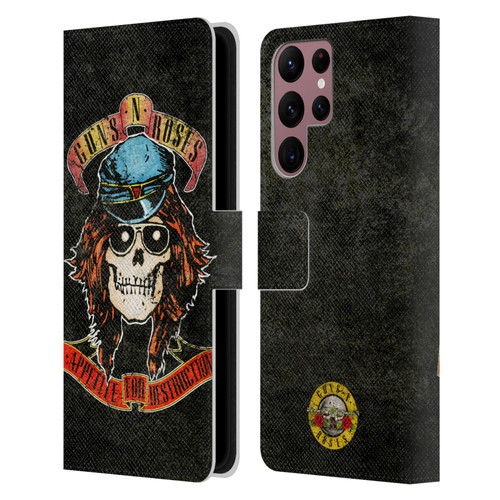 Guns N' Roses Vintage Rose Leather Book Wallet Case Cover For Samsung Galaxy S22 Ultra 5G