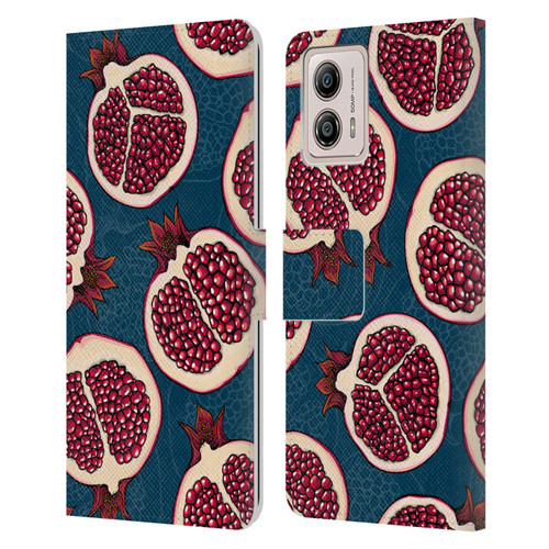 Katerina Kirilova Fruits & Foliage Patterns Pomegranate Slices Leather Book Wallet Case Cover For Motorola Moto G53 5G