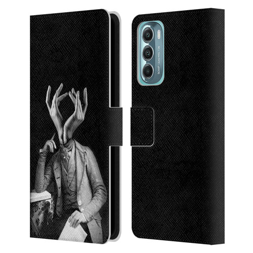 LouiJoverArt Black And White Sensitive Man Leather Book Wallet Case Cover For Motorola Moto G Stylus 5G (2022)