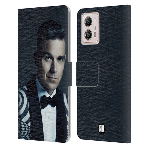 Robbie Williams Calendar Printed Tux Leather Book Wallet Case Cover For Motorola Moto G53 5G