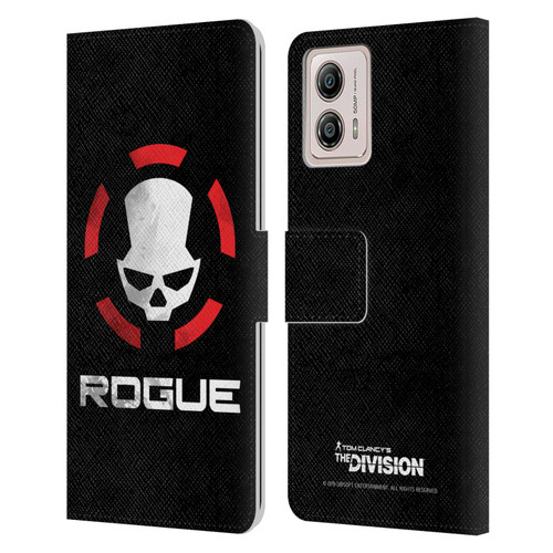 Tom Clancy's The Division Dark Zone Rouge Logo Leather Book Wallet Case Cover For Motorola Moto G53 5G