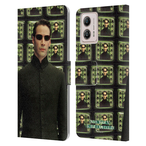 The Matrix Reloaded Key Art Neo 2 Leather Book Wallet Case Cover For Motorola Moto G53 5G