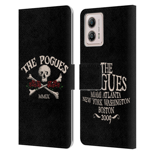 The Pogues Graphics Skull Leather Book Wallet Case Cover For Motorola Moto G53 5G
