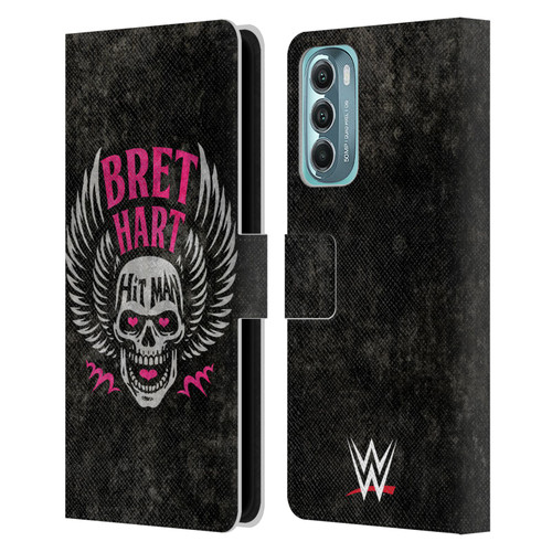 WWE Bret Hart Hitman Skull Leather Book Wallet Case Cover For Motorola Moto G Stylus 5G (2022)