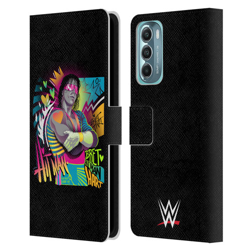 WWE Bret Hart Neon Art Leather Book Wallet Case Cover For Motorola Moto G Stylus 5G (2022)