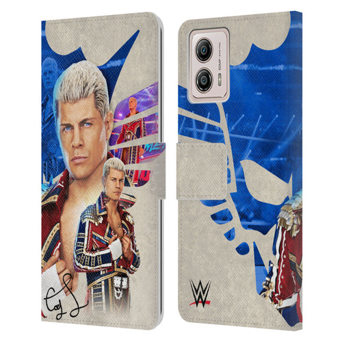 WWE Cody Rhodes Superstar Graphics Leather Book Wallet Case Cover For Motorola Moto G53 5G