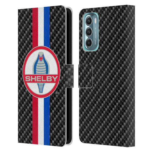 Shelby Logos Carbon Fiber Leather Book Wallet Case Cover For Motorola Moto G Stylus 5G (2022)