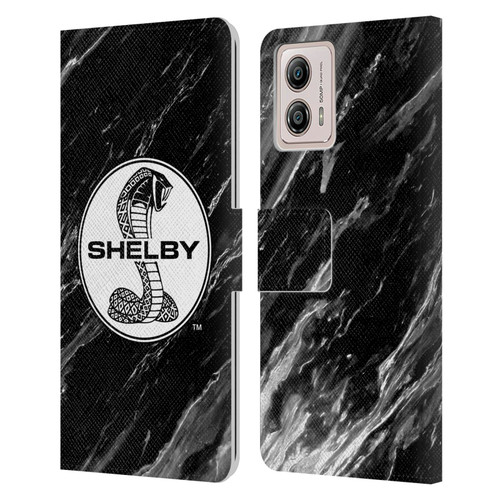 Shelby Logos Marble Leather Book Wallet Case Cover For Motorola Moto G53 5G
