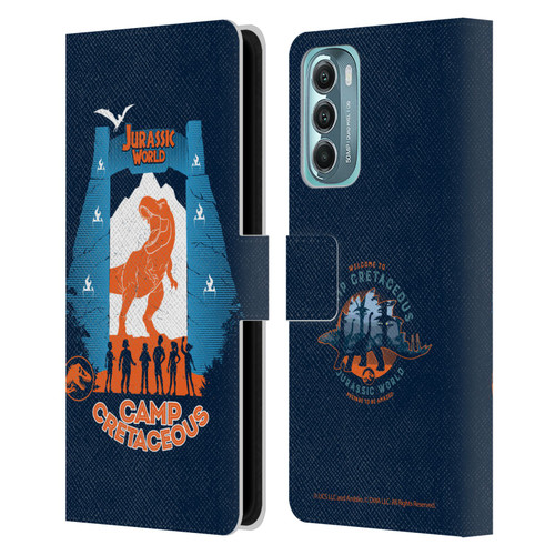 Jurassic World: Camp Cretaceous Dinosaur Graphics Silhouette Leather Book Wallet Case Cover For Motorola Moto G Stylus 5G (2022)