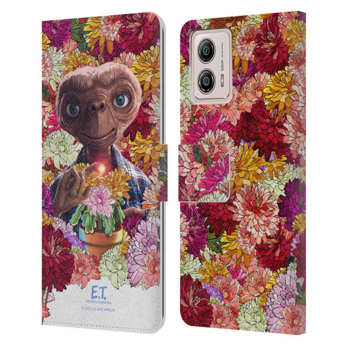 E.T. Graphics Floral Leather Book Wallet Case Cover For Motorola Moto G53 5G