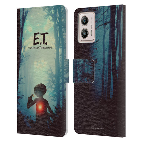 E.T. Graphics Forest Leather Book Wallet Case Cover For Motorola Moto G53 5G