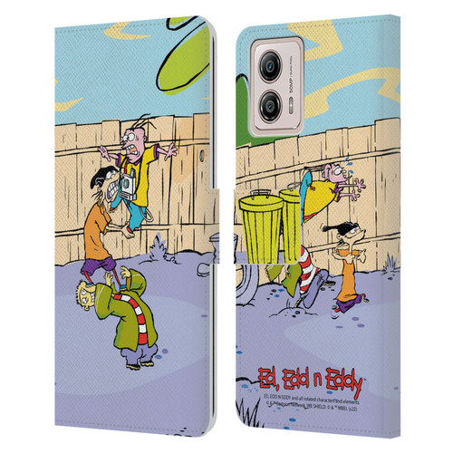 Ed, Edd, n Eddy Graphics Characters Leather Book Wallet Case Cover For Motorola Moto G53 5G