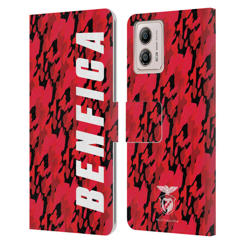 S.L. Benfica 2021/22 Crest Camouflage Leather Book Wallet Case Cover For Motorola Moto G53 5G