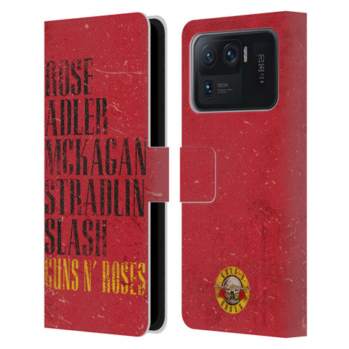 Guns N' Roses Vintage Names Leather Book Wallet Case Cover For Xiaomi Mi 11 Ultra