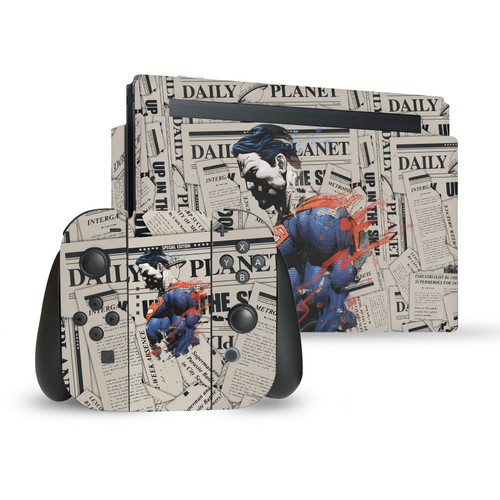 Superman DC Comics Logos And Comic Book Newspaper Vinyl Sticker Skin Decal Cover for Nintendo Switch Bundle