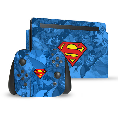 Superman DC Comics Logos And Comic Book Collage Vinyl Sticker Skin Decal Cover for Nintendo Switch Bundle