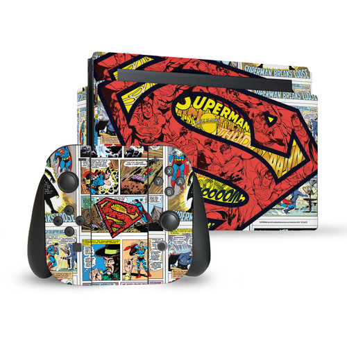 Superman DC Comics Logos And Comic Book Oversized Vinyl Sticker Skin Decal Cover for Nintendo Switch Bundle