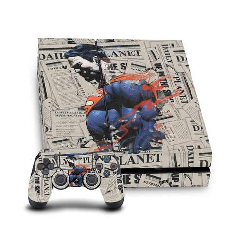 Superman DC Comics Logos And Comic Book Newspaper Vinyl Sticker Skin Decal Cover for Sony PS4 Console & Controller