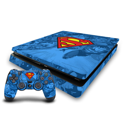 Superman DC Comics Logos And Comic Book Collage Vinyl Sticker Skin Decal Cover for Sony PS4 Slim Console & Controller