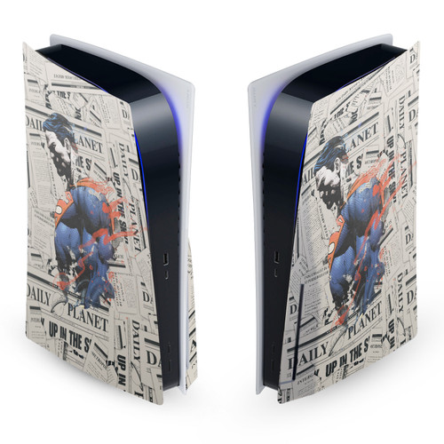 Superman DC Comics Logos And Comic Book Newspaper Vinyl Sticker Skin Decal Cover for Sony PS5 Disc Edition Console