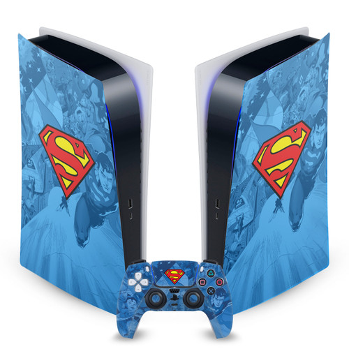Superman DC Comics Logos And Comic Book Collage Vinyl Sticker Skin Decal Cover for Sony PS5 Digital Edition Bundle
